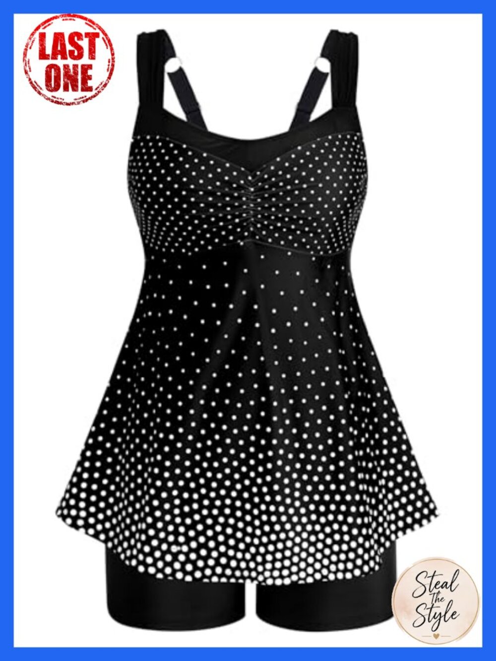 Plus Size Tankini Swimsuit with Shorts Tummy Control High Waisted Adjustable